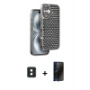 MARSİLYAN™- iPhone 16 Kılıf Siluet Form Serisi - Siyah 3D Antistatik Hayalet Cam Ekran Koruyucu + PVD Metal Kamera Lens - YL