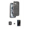 MARSİLYAN™- iPhone 16 Kılıf Siluet Form Serisi - Siyah 3D Antistatik Hayalet Cam Ekran Koruyucu + PVD Metal Kamera Lens - PE