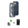 MARSİLYAN™- iPhone 16 Kılıf Siluet Form Serisi - Siyah 3D Antistatik Hayalet Cam Ekran Koruyucu + Raze Metal Kamera Lens - SH