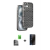 MARSİLYAN™- iPhone 16 Kılıf Siluet Form Serisi - Siyah 3D Antistatik Hayalet Cam Ekran Koruyucu + Raze Metal Kamera Lens - SH