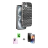 MARSİLYAN™- iPhone 16 Kılıf Siluet Form Serisi - Siyah 3D Antistatik Mat Seramik Nano Ekran Koruyucu + Raze Metal Kamera Lens - PE