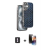 MARSİLYAN™- iPhone 16 Kılıf Siluet Form Serisi - Siyah 3D Antistatik Mat Seramik Nano Ekran Koruyucu + PVD Metal Kamera Lens - PE