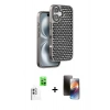 MARSİLYAN™- iPhone 16 Kılıf Siluet Form Serisi - Siyah 3D Antistatik Mat Seramik Nano Ekran Koruyucu + Raze Metal Kamera Lens - BZ