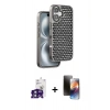 MARSİLYAN™- iPhone 16 Kılıf Siluet Form Serisi - Siyah 3D Antistatik Mat Seramik Nano Ekran Koruyucu + Yeşil Bilvis Titan Kamera Lens