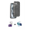 MARSİLYAN™- iPhone 16 Kılıf Siluet Form Serisi - Siyah 3D Antistatik Seramik Nano Ekran Koruyucu + Bilvis Titan Kamera Lens - PE