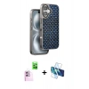 MARSİLYAN™- iPhone 16 Kılıf Siluet Form Serisi - Siyah 3D Antistatik Seramik Nano Ekran Koruyucu + Raze Metal Kamera Lens - PE