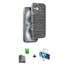 MARSİLYAN™- iPhone 16 Kılıf Siluet Form Serisi - Siyah 3D Antistatik Seramik Nano Ekran Koruyucu + Raze Metal Kamera Lens - SH