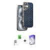 MARSİLYAN™- iPhone 16 Kılıf Siluet Form Serisi - Siyah Bilvis 5in1 3D Magic Cam Ekran Koruyucu + Beyaz Raze Metal Kamera Lens