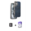 MARSİLYAN™- iPhone 16 Kılıf Siluet Form Serisi - Siyah Bilvis 5in1 3D Magic Cam Ekran Koruyucu + Pembe PVD Metal Kamera Lens