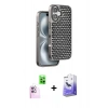 MARSİLYAN™- iPhone 16 Kılıf Siluet Form Serisi - Siyah Bilvis 5in1 5D Magic Hayalet Cam Ekran Koruyucu + Raze Metal Kamera Lens - PE