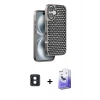 MARSİLYAN™- iPhone 16 Kılıf Siluet Form Serisi - Siyah Bilvis 5in1 5D Magic Hayalet Cam Ekran Koruyucu + PVD Metal Kamera Lens - MI