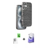 MARSİLYAN™- iPhone 16 Kılıf Siluet Form Serisi - Siyah Bilvis 5in1 5D Magic Hayalet Cam Ekran Koruyucu + Raze Metal Kamera Lens - BZ