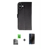 MARSİLYAN™- iPhone 16 Kılıf Siluet Işık Serisi - Siyah 3D Antistatik Hayalet Cam Ekran Koruyucu + Raze Metal Kamera Lens - SH
