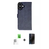 MARSİLYAN™- iPhone 16 Kılıf Siluet Işık Serisi - Siyah 3D Antistatik Hayalet Cam Ekran Koruyucu + Raze Metal Kamera Lens - BZ