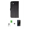 MARSİLYAN™- iPhone 16 Kılıf Siluet Işık Serisi - Siyah 3D Antistatik Hayalet Cam Ekran Koruyucu + Raze Metal Kamera Lens - BZ