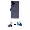 MARSİLYAN™- iPhone 16 Kılıf Siluet Işık Serisi - Siyah 3D Antistatik Seramik Nano Ekran Koruyucu + Pembe Bilvis Titan Kamera Lens