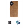 MARSİLYAN™- iPhone 16 Kılıf Siluet Işık Serisi - Siyah 3D Antistatik Seramik Nano Ekran Koruyucu + Pembe PVD Metal Kamera Lens