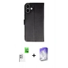 MARSİLYAN™- iPhone 16 Kılıf Siluet Işık Serisi - Siyah Bilvis 5in1 3D Magic Cam Ekran Koruyucu + Beyaz Raze Metal Kamera Lens