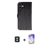 MARSİLYAN™- iPhone 16 Kılıf Siluet Işık Serisi - Siyah Bilvis 5in1 3D Magic Cam Ekran Koruyucu + PVD Metal Kamera Lens - YL