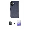 MARSİLYAN™- iPhone 16 Kılıf Siluet Işık Serisi - Siyah Bilvis 5in1 5D Magic Hayalet Cam Ekran Koruyucu + PVD Metal Kamera Lens - YL