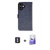 MARSİLYAN™- iPhone 16 Kılıf Siluet Işık Serisi - Siyah Bilvis 5in1 5D Magic Hayalet Cam Ekran Koruyucu + PVD Metal Kamera Lens - PE