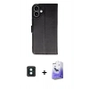 MARSİLYAN™- iPhone 16 Kılıf Siluet Işık Serisi - Siyah Bilvis 5in1 5D Magic Hayalet Cam Ekran Koruyucu + PVD Metal Kamera Lens - YL
