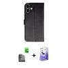 MARSİLYAN™- iPhone 16 Kılıf Siluet Işık Serisi - Siyah Bilvis 5in1 5D Magic Hayalet Cam Ekran Koruyucu + Raze Metal Kamera Lens - SH
