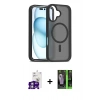 MARSİLYAN™- iPhone 16 Kılıf Siluet Minimal Prime - Şeffaf 360 Full Body Arka Koruyucu + Bilvis Titan Kamera Lens - GS