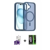 MARSİLYAN™- iPhone 16 Kılıf Siluet Minimal Prime - Şeffaf 360 Full Body Arka Koruyucu + Bilvis Titan Kamera Lens - GS