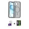 MARSİLYAN™- iPhone 16 Kılıf Siluet Minimal Prime - Şeffaf 360 Full Body Arka Koruyucu + Bilvis Titan Kamera Lens - GS