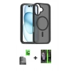 MARSİLYAN™- iPhone 16 Kılıf Siluet Minimal Prime - Şeffaf 360 Full Body Arka Koruyucu + Raze Metal Kamera Lens - SH