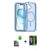 MARSİLYAN™- iPhone 16 Kılıf Siluet Minimal Prime - Şeffaf 360 Full Body Arka Koruyucu + Raze Metal Kamera Lens - SH