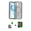 MARSİLYAN™- iPhone 16 Kılıf Siluet Minimal Prime - Şeffaf 360 Full Body Arka Koruyucu + Raze Metal Kamera Lens - SH