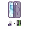 MARSİLYAN™- iPhone 16 Kılıf Siluet Minimal Prime - Şeffaf 360 Full Body Arka Koruyucu + Yeşil Bilvis Titan Kamera Lens