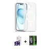 MARSİLYAN™- iPhone 16 Kılıf Siluet Minimal Prime - Şeffaf 360 Full Body Arka Koruyucu + Yeşil Bilvis Titan Kamera Lens