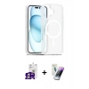 MARSİLYAN™- iPhone 16 Kılıf Siluet Minimal Prime - Şeffaf Pasifik Cam Ekran Koruyucu + Bilvis Titan Kamera Lens - GS