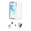 MARSİLYAN™- iPhone 16 Kılıf Siluet Minimal Prime - Şeffaf Pasifik Cam Ekran Koruyucu + Raze Metal Kamera Lens - PE
