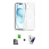MARSİLYAN™- iPhone 16 Kılıf Siluet Minimal Prime - Şeffaf Pasifik Cam Ekran Koruyucu + Raze Metal Kamera Lens - SH