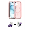 MARSİLYAN™- iPhone 16 Kılıf Siluet Minimal Prime - Şeffaf Pasifik Cam Ekran Koruyucu + Siyah Bilvis Titan Kamera Lens