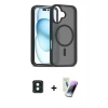MARSİLYAN™- iPhone 16 Kılıf Siluet Minimal Prime - Şeffaf Pasifik Cam Ekran Koruyucu + PVD Metal Kamera Lens - YL