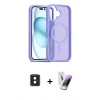 MARSİLYAN™- iPhone 16 Kılıf Siluet Minimal Prime - Şeffaf Pasifik Cam Ekran Koruyucu + PVD Metal Kamera Lens - YL