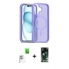 MARSİLYAN™- iPhone 16 Kılıf Siluet Minimal Prime - Siyah 360 Mat Full Body Arka Koruyucu + Raze Metal Kamera Lens - BZ