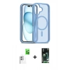 MARSİLYAN™- iPhone 16 Kılıf Siluet Minimal Prime - Siyah 360 Mat Full Body Arka Koruyucu + Raze Metal Kamera Lens - BZ