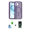 MARSİLYAN™- iPhone 16 Kılıf Siluet Minimal Prime - Siyah 360 Mat Full Body Arka Koruyucu + Raze Metal Kamera Lens - LT