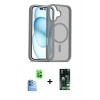 MARSİLYAN™- iPhone 16 Kılıf Siluet Minimal Prime - Siyah 360 Mat Full Body Arka Koruyucu + Raze Metal Kamera Lens - LT