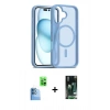 MARSİLYAN™- iPhone 16 Kılıf Siluet Minimal Prime - Siyah 360 Mat Full Body Arka Koruyucu + Raze Metal Kamera Lens - LT