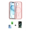 MARSİLYAN™- iPhone 16 Kılıf Siluet Minimal Prime - Siyah 360 Mat Full Body Arka Koruyucu + Raze Metal Kamera Lens - LT