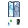 MARSİLYAN™- iPhone 16 Kılıf Siluet Minimal Prime - Siyah 360 Mat Full Body Arka Koruyucu + Raze Metal Kamera Lens - LT
