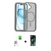 MARSİLYAN™- iPhone 16 Kılıf Siluet Minimal Prime - Siyah 360 Mat Full Body Arka Koruyucu + Raze Metal Kamera Lens - BZ