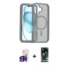 MARSİLYAN™- iPhone 16 Kılıf Siluet Minimal Prime - Siyah 360 Mat Full Body Arka Koruyucu + Bilvis Titan Kamera Lens - SH